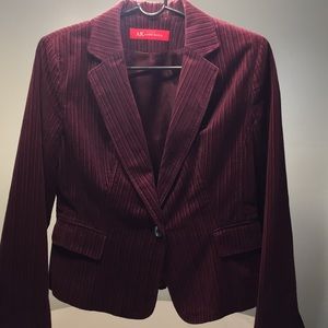Anne Klein velvet jacket single button maroon 8